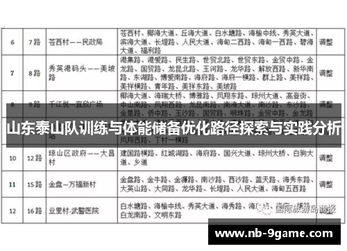 山东泰山队训练与体能储备优化路径探索与实践分析
